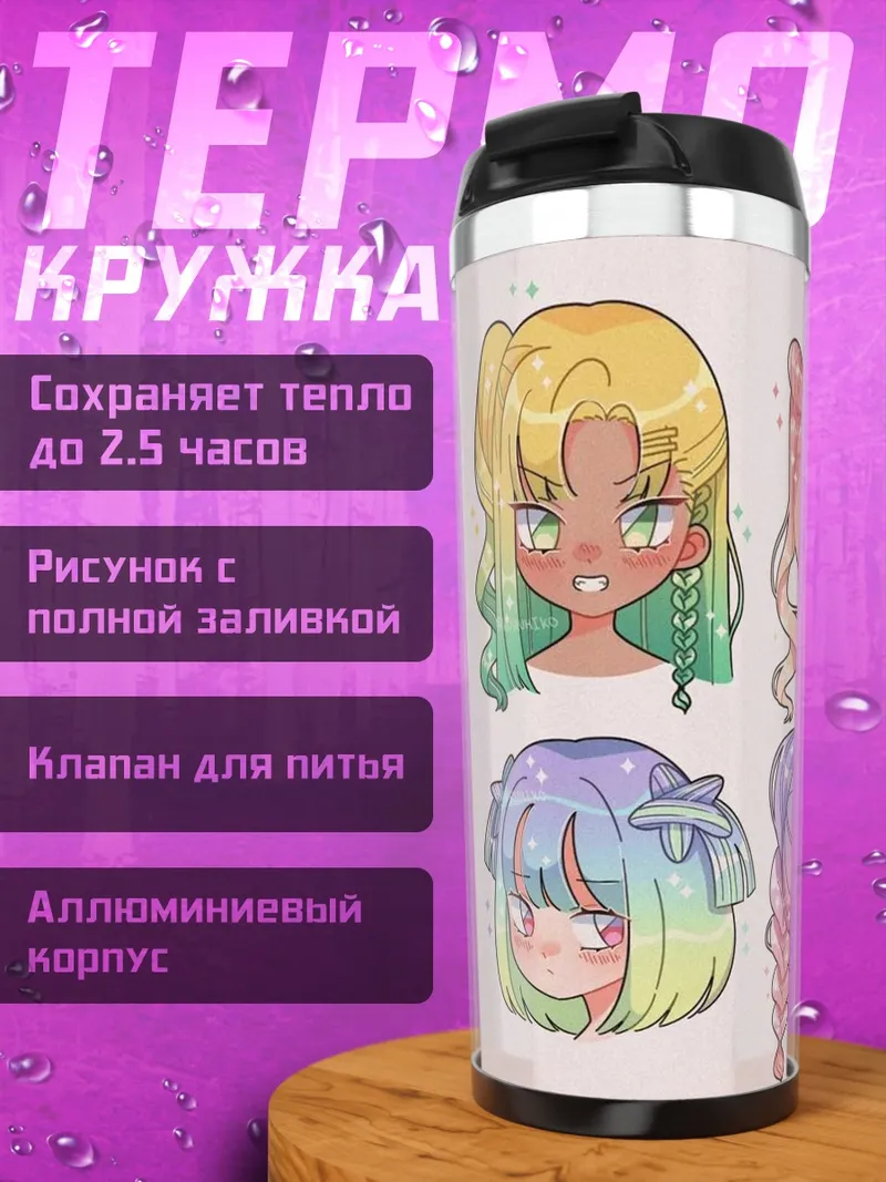 Термокружка Четыре аниме девушки