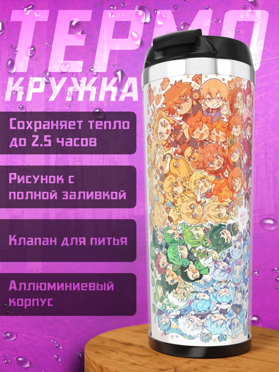 Термокружка Радужный коллаж аниме персонажей