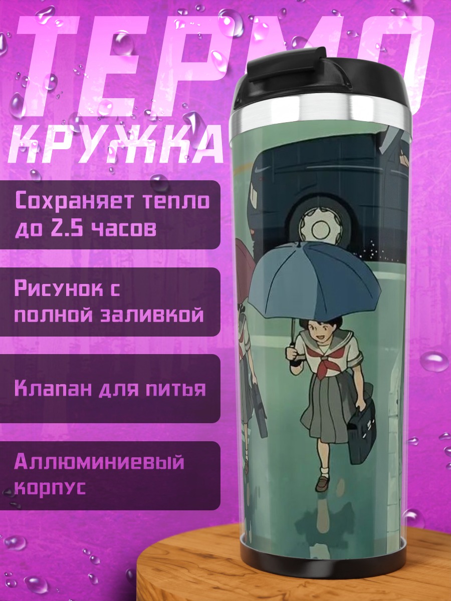 Термокружка девушки с зонтами