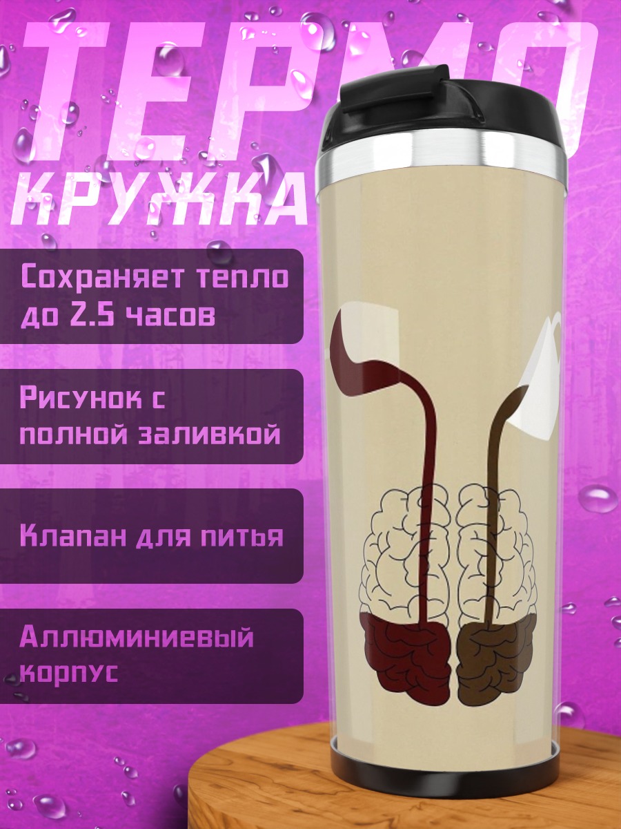 Термокружка Мозг вино и кофе