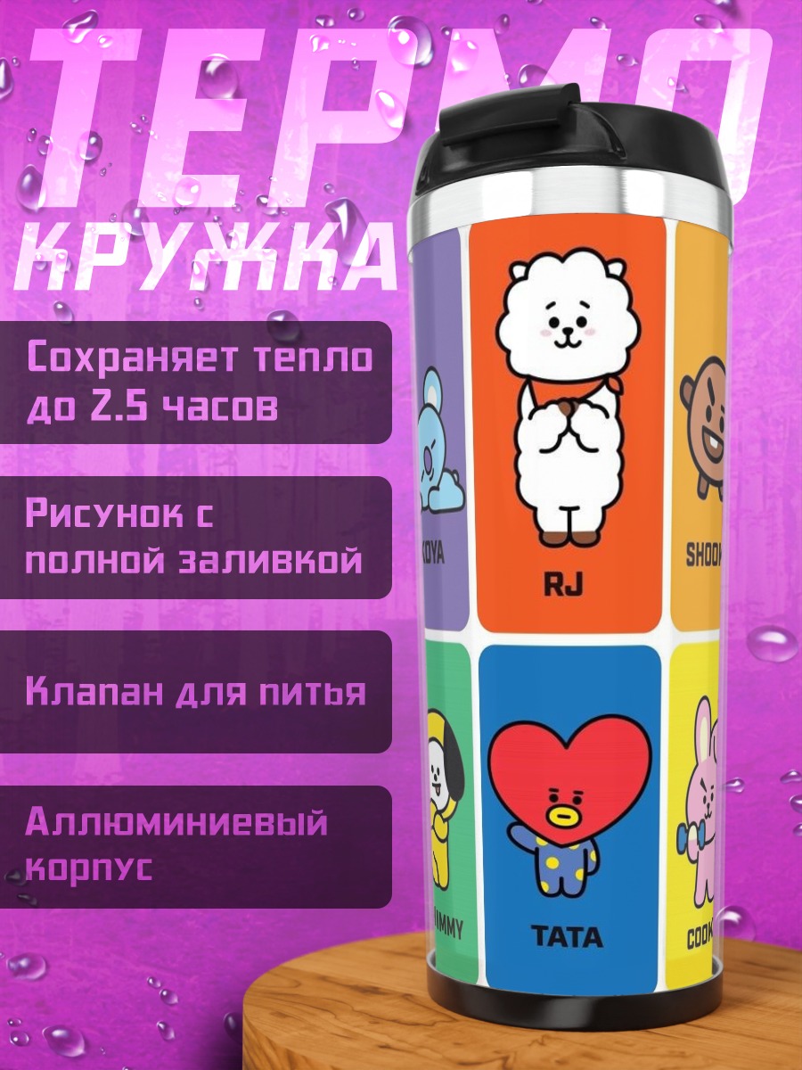 Термокружка BT21 персонажи стикеры