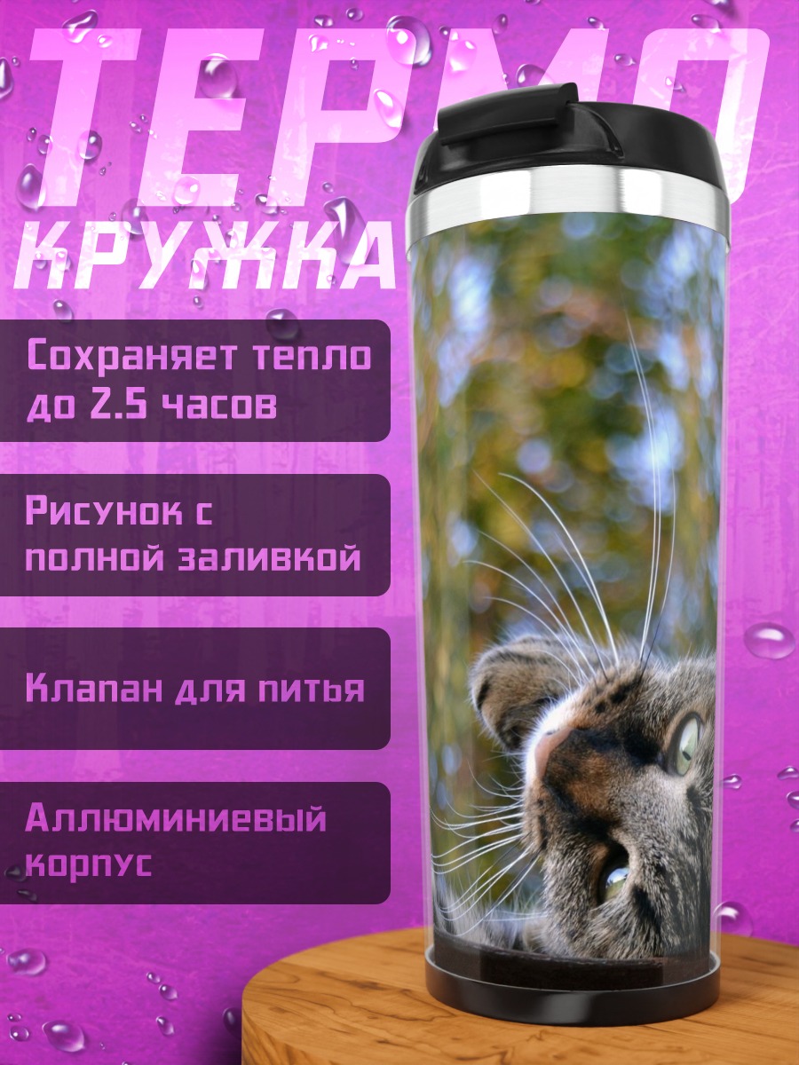 Термокружка Кот смотрит вверх
