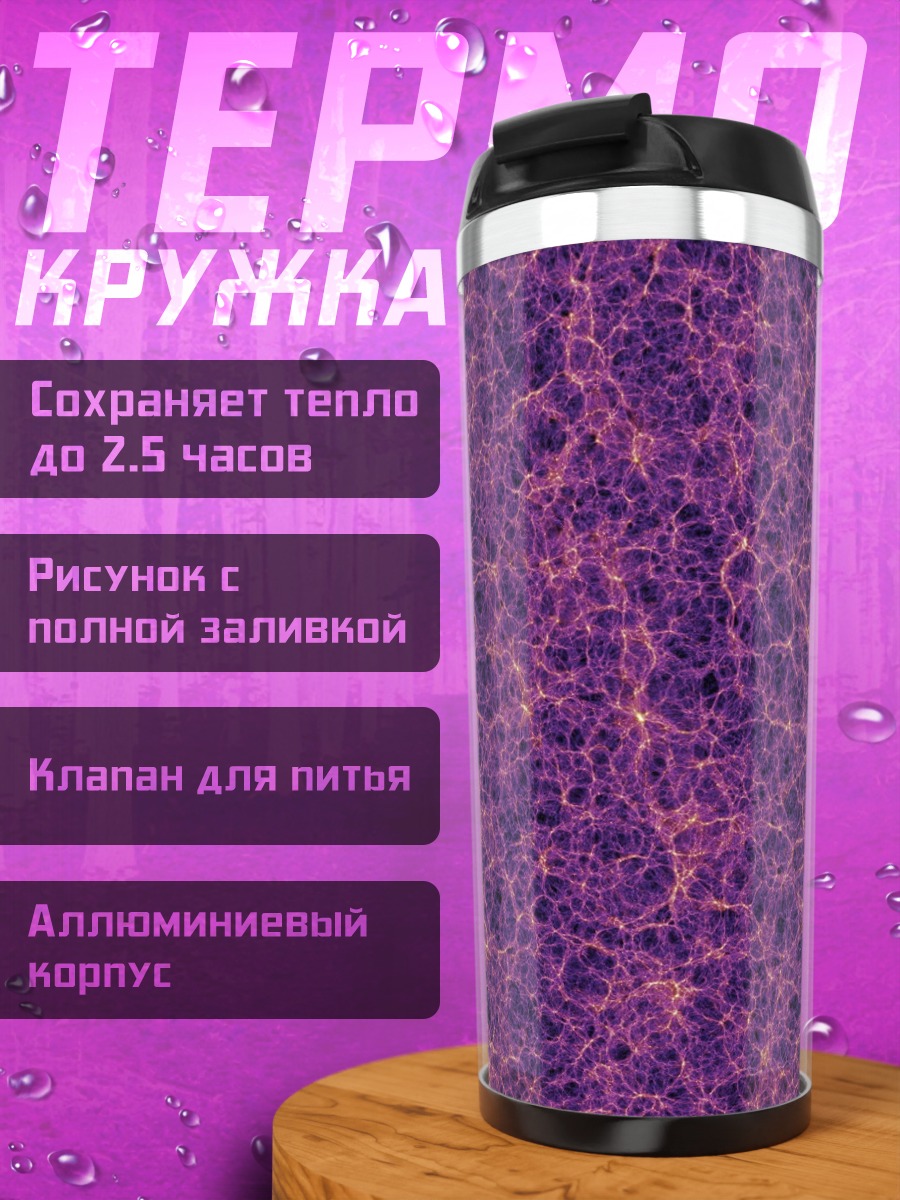 Термокружка Фиолетовый абстрактный узор
