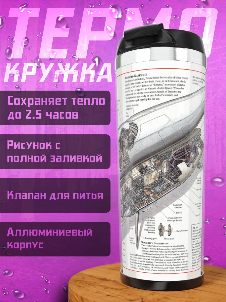 Термокружка Чертеж корабля Падме