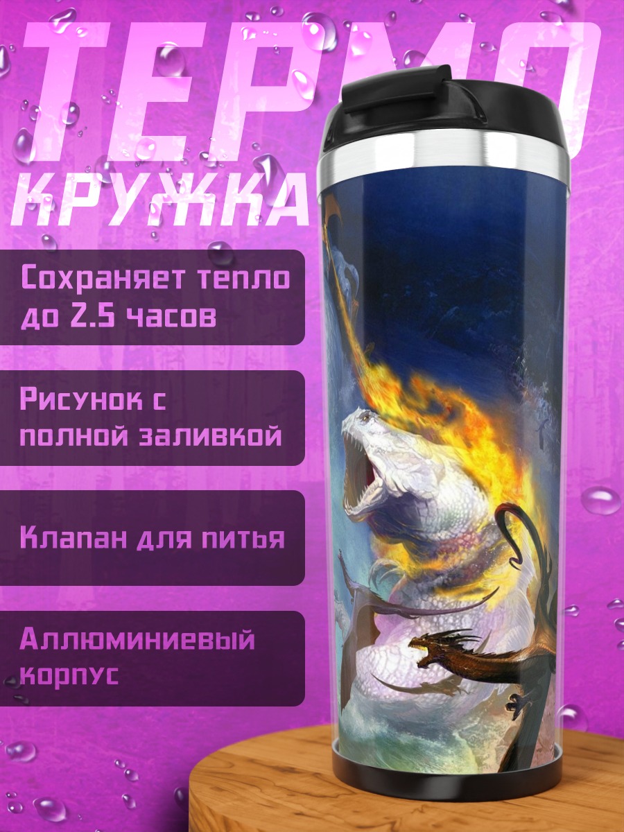 Термокружка Абстрактный вихрь синий