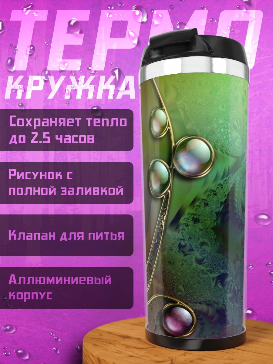 Термокружка Абстрактные цветы и шары