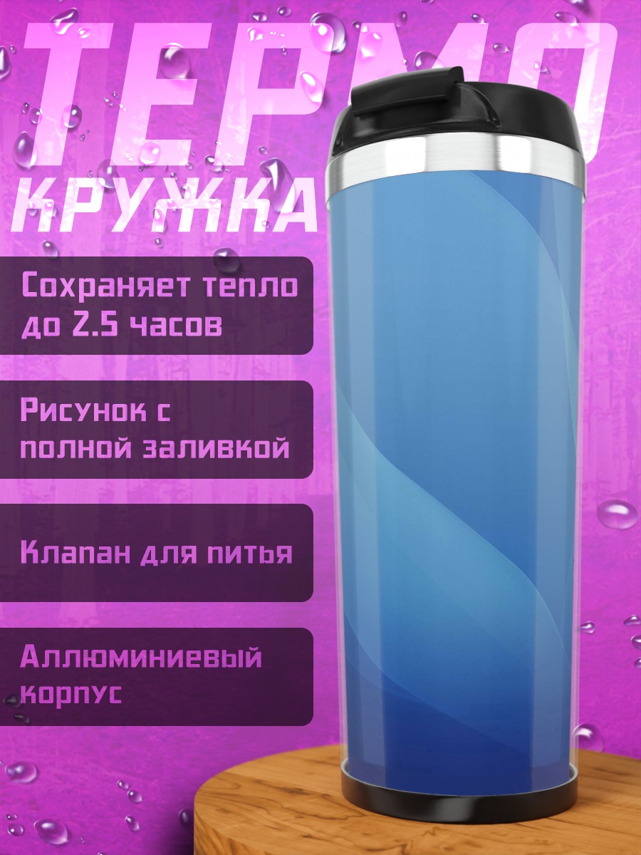 Термокружка синие волны фон