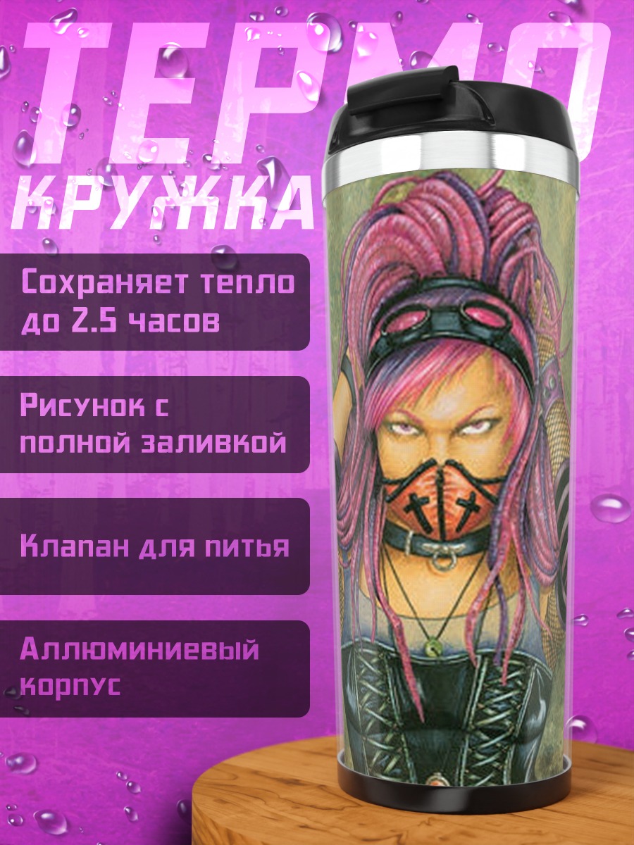Термокружка девушка в маске