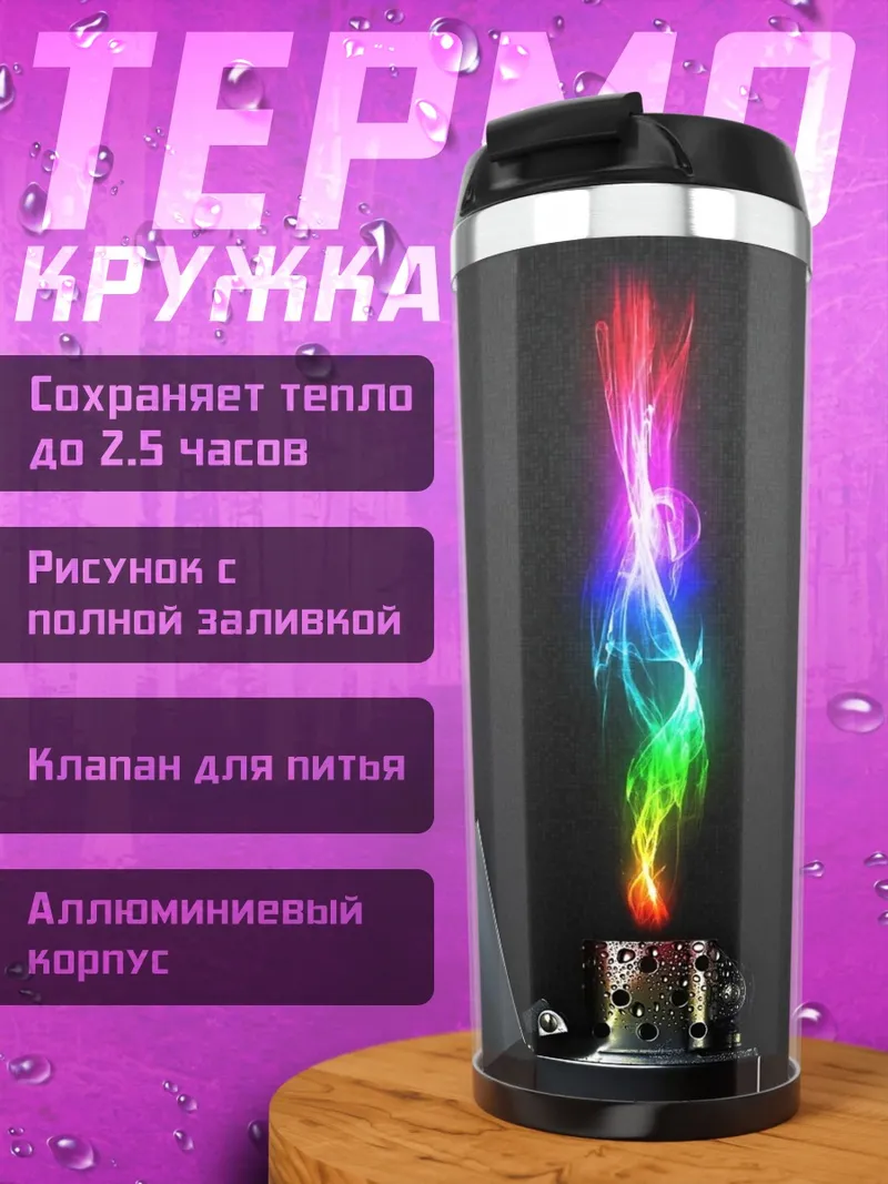 Термокружка Радужное пламя