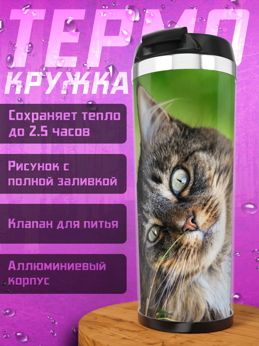 Термокружка Любопытный кот