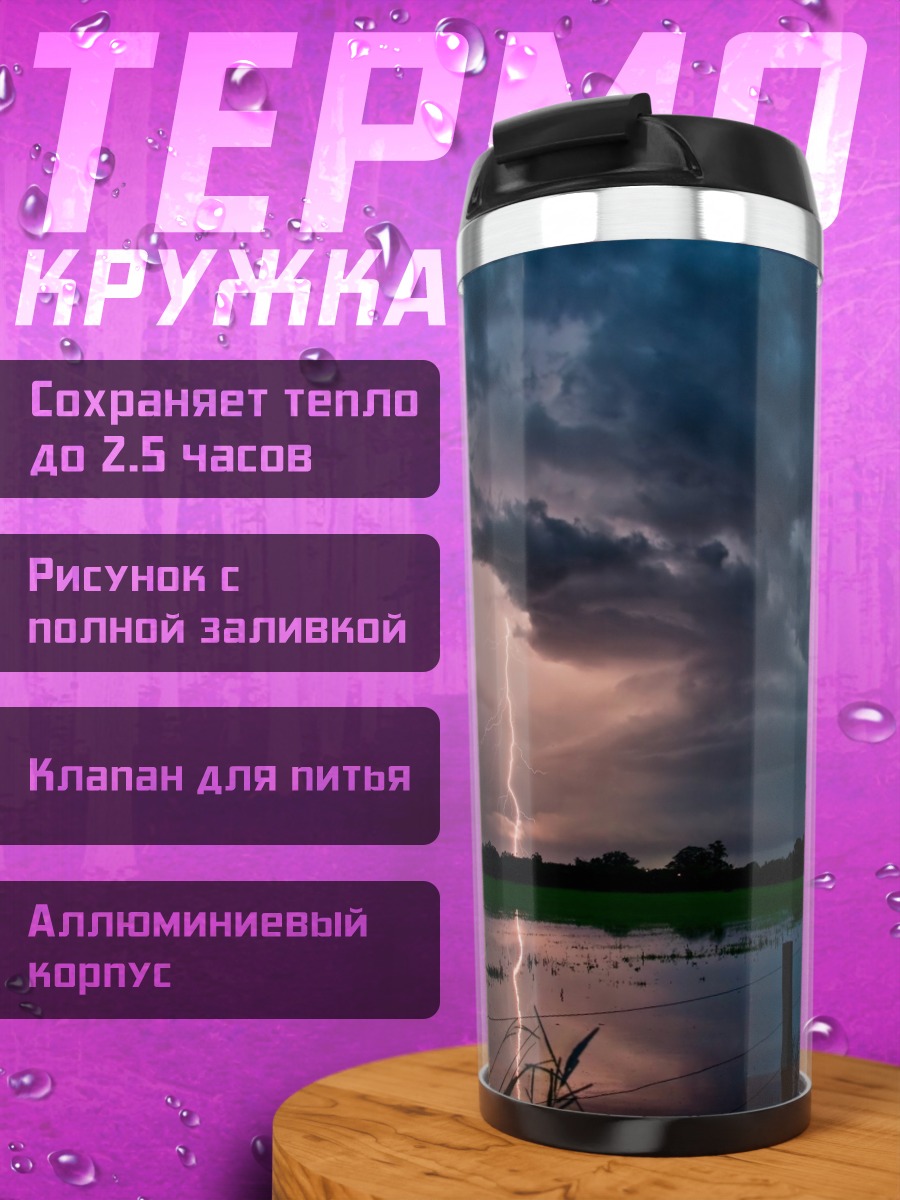 Термокружка Молния над водой