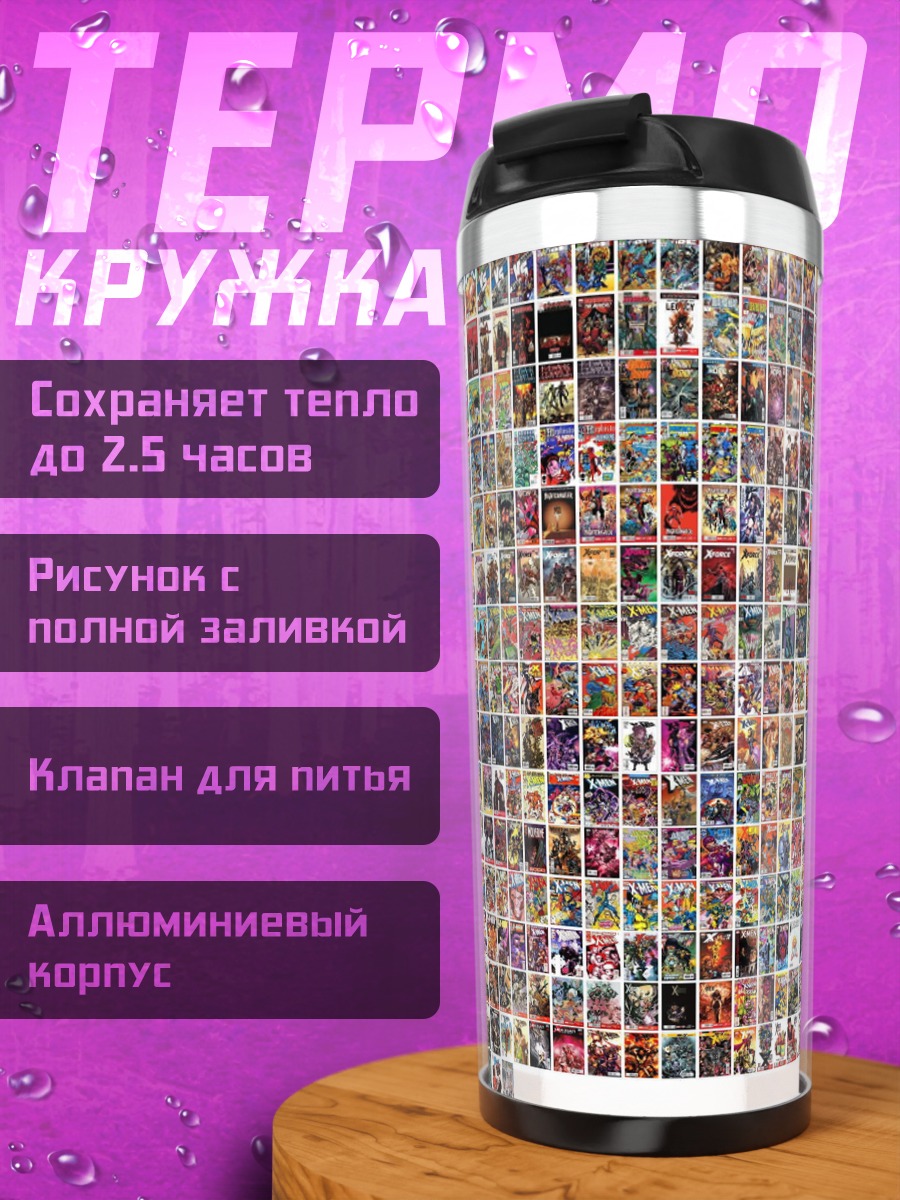Термокружка коллаж персонажей аниме