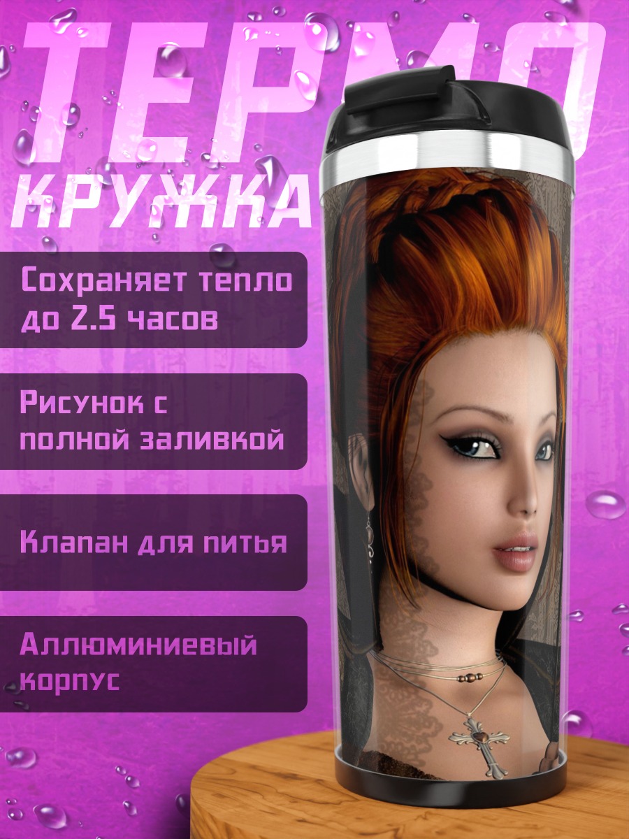 Термокружка девушка с маской