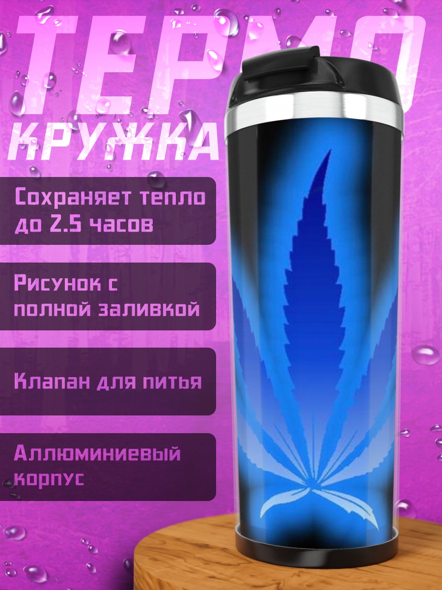 Термокружка синий лист