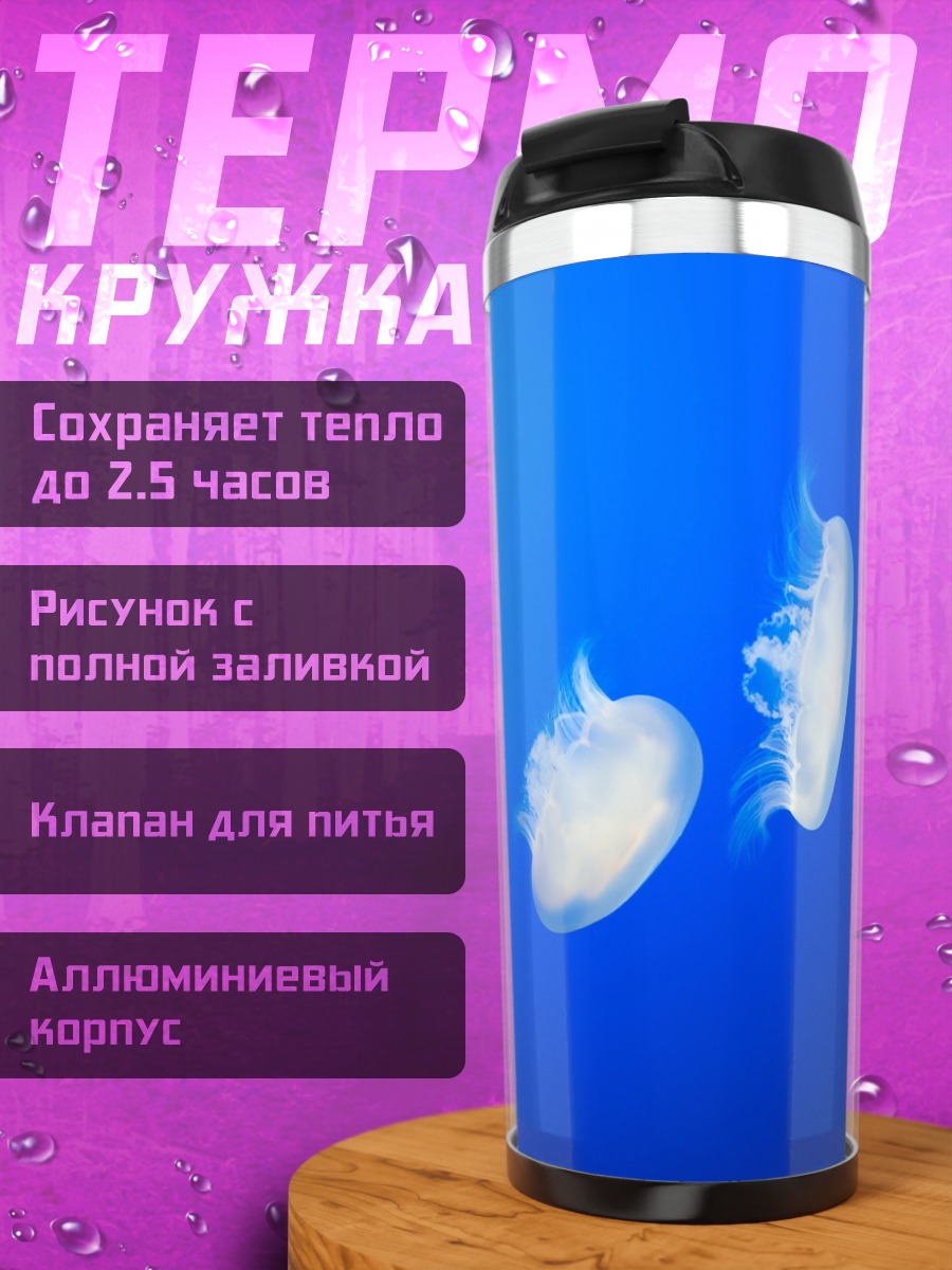 Термокружка Медузы в синеве