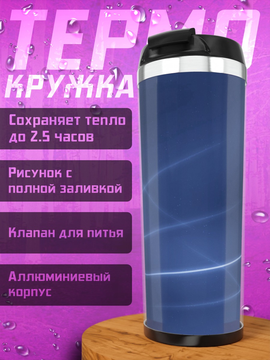 Термокружка Синие линии фон