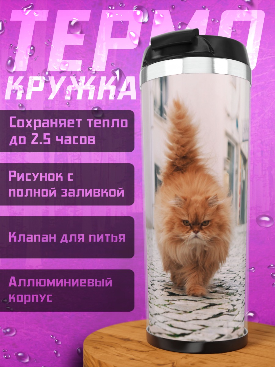 Термокружка Рыжий кот идет
