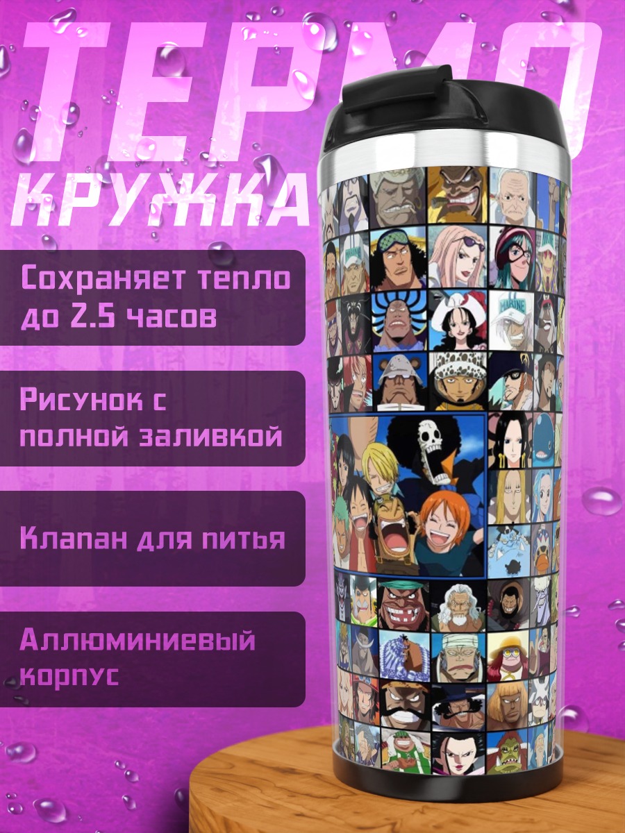Термокружка Коллаж персонажей аниме
