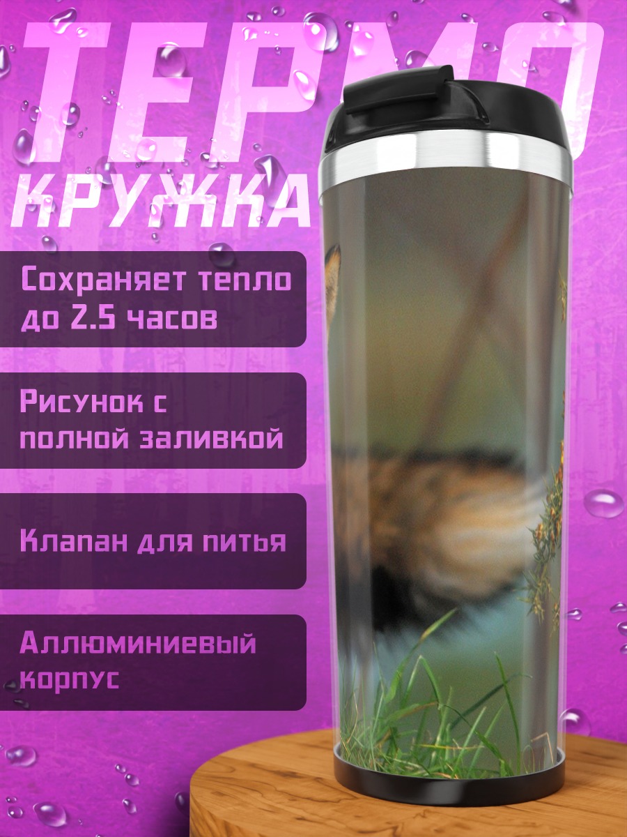 Термокружка Рыжая лиса в траве