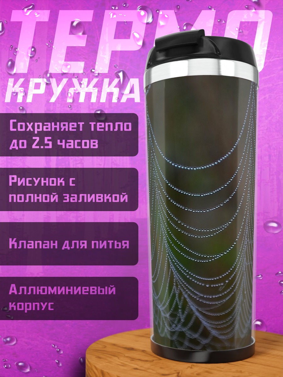 Термокружка паутина с каплями