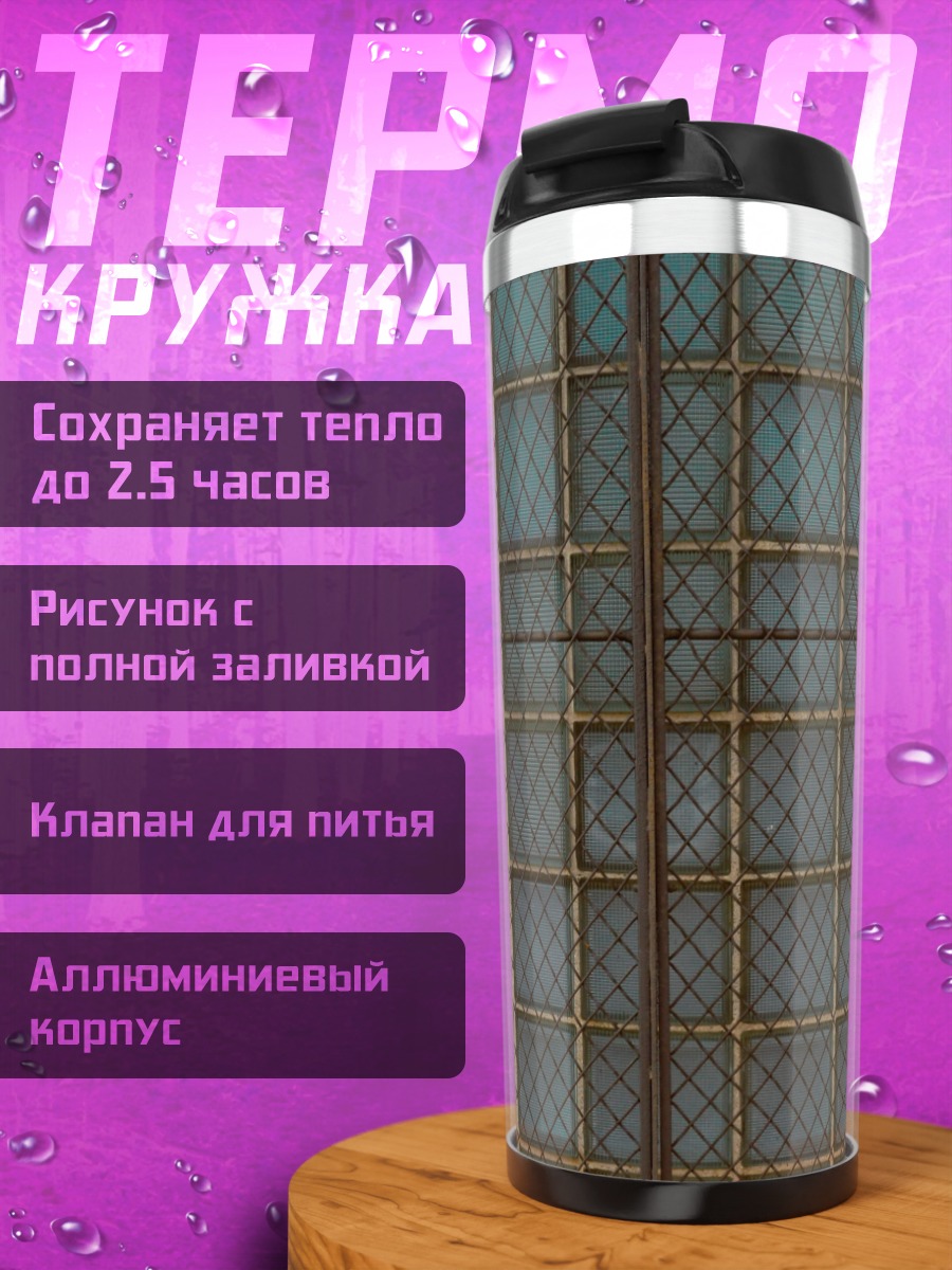 Термокружка Металлическая решетка фон