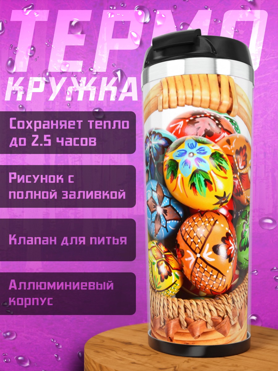 Термокружка Пасхальные яйца корзина