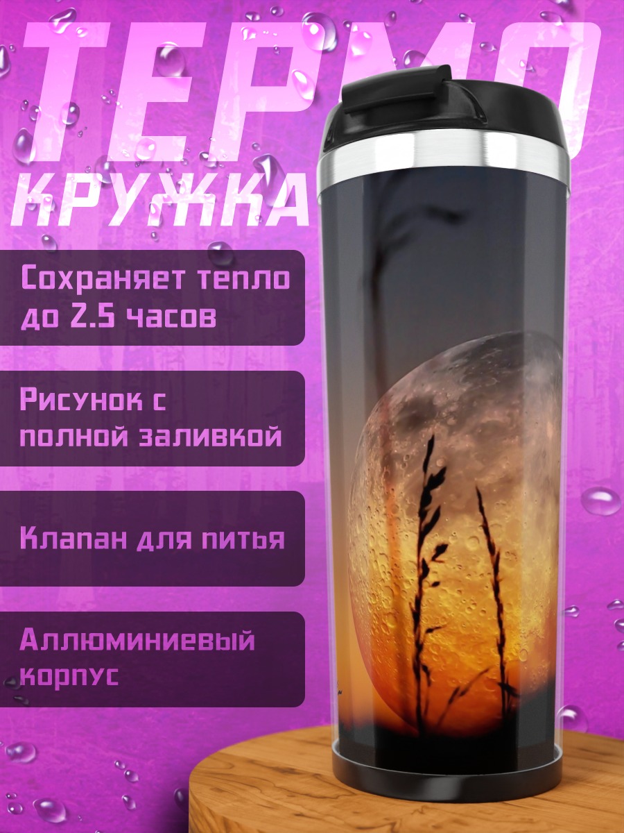 Термокружка Луна над полем