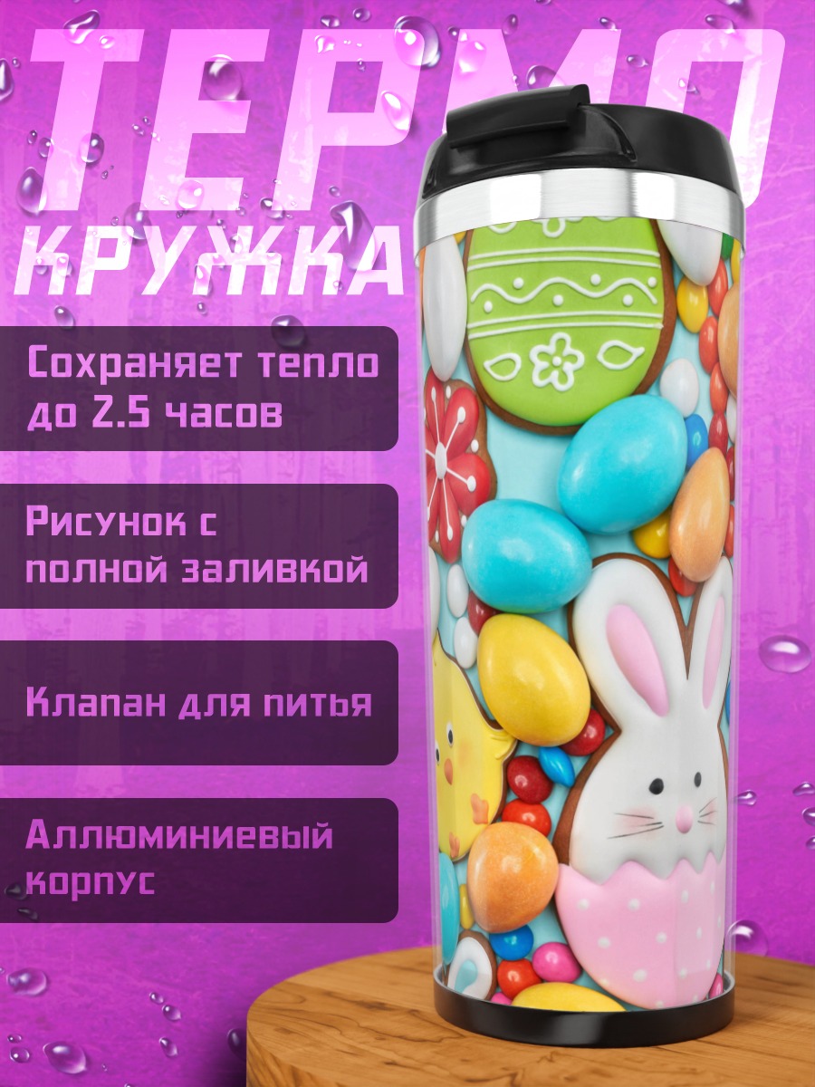 Термокружка Пасхальные пряники и конфеты