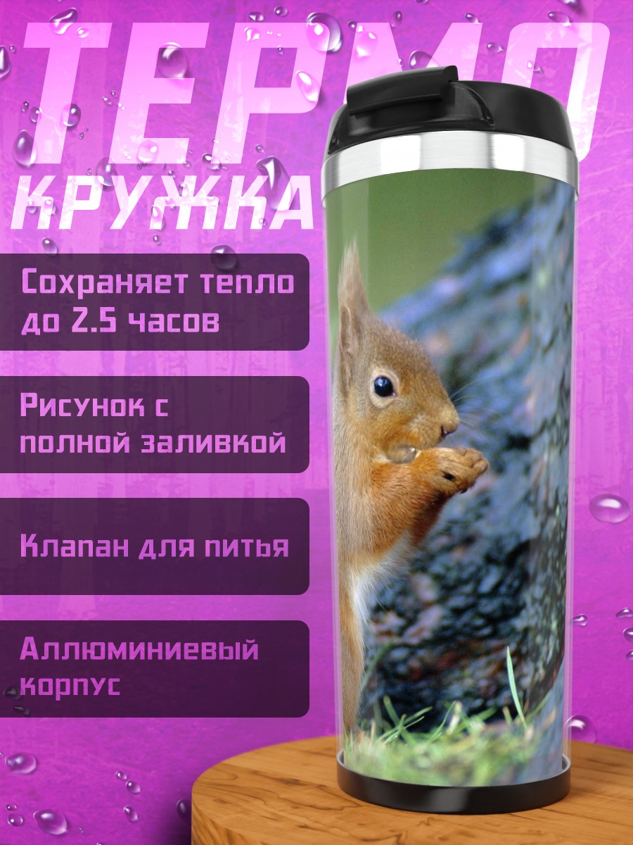 Термокружка Рыжая белка ест