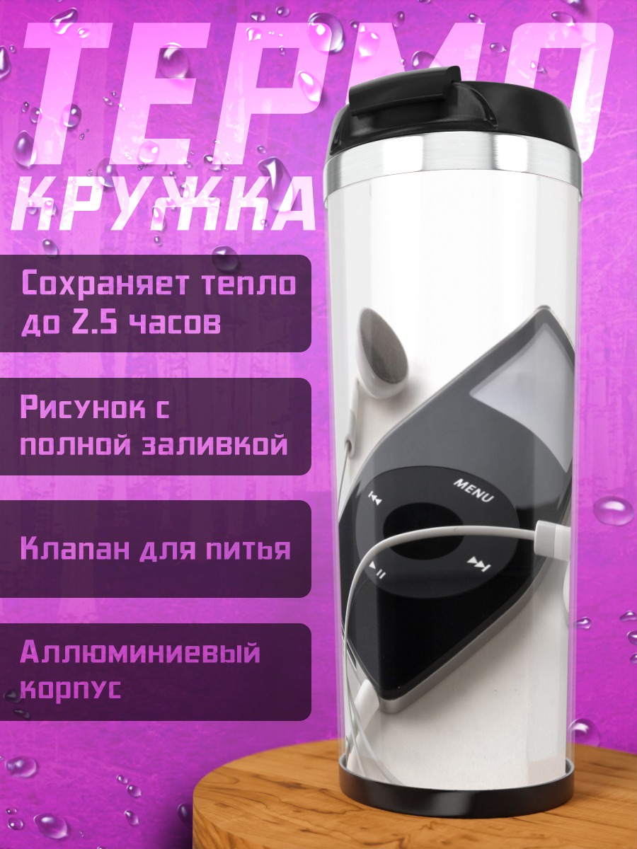 Термокружка Старый плеер с наушниками