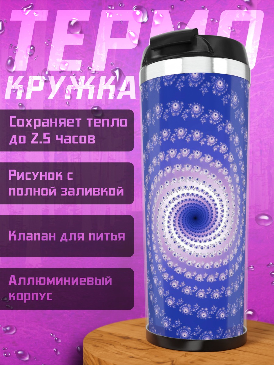 Термокружка Синяя спираль