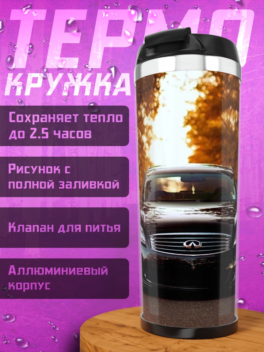 Термокружка Черный седан на закате