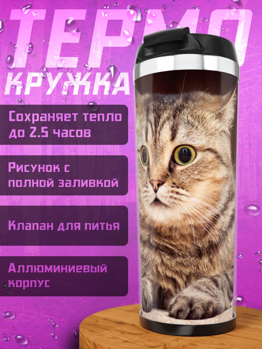 Термокружка Удивленный кот