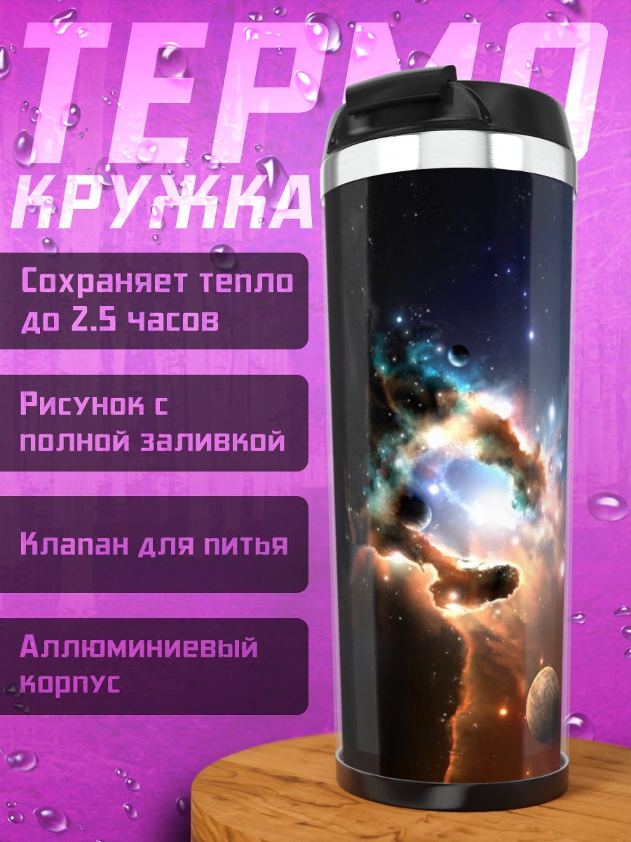 Термокружка космическая туманность планета
