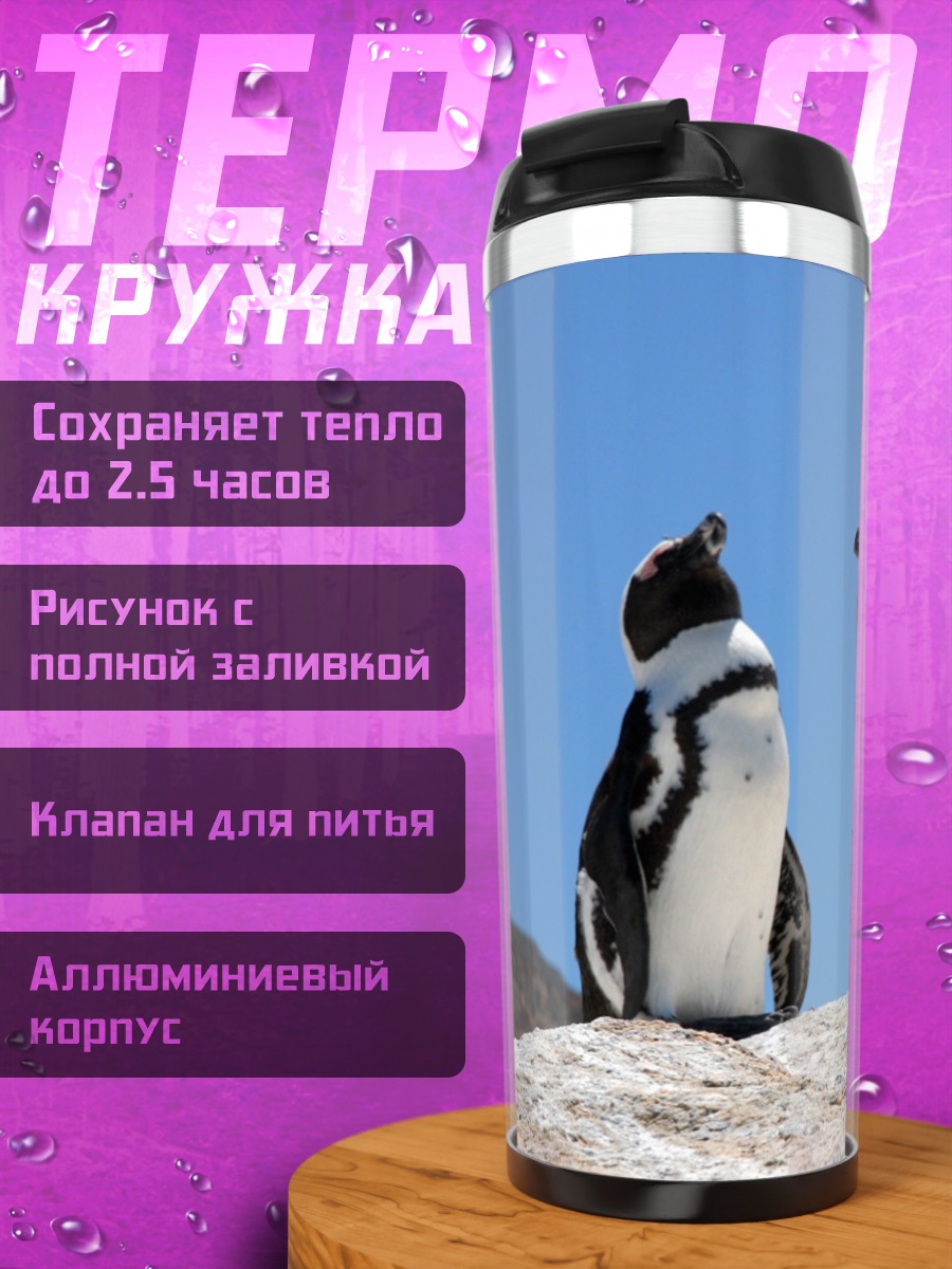 Термокружка Два пингвина на камне