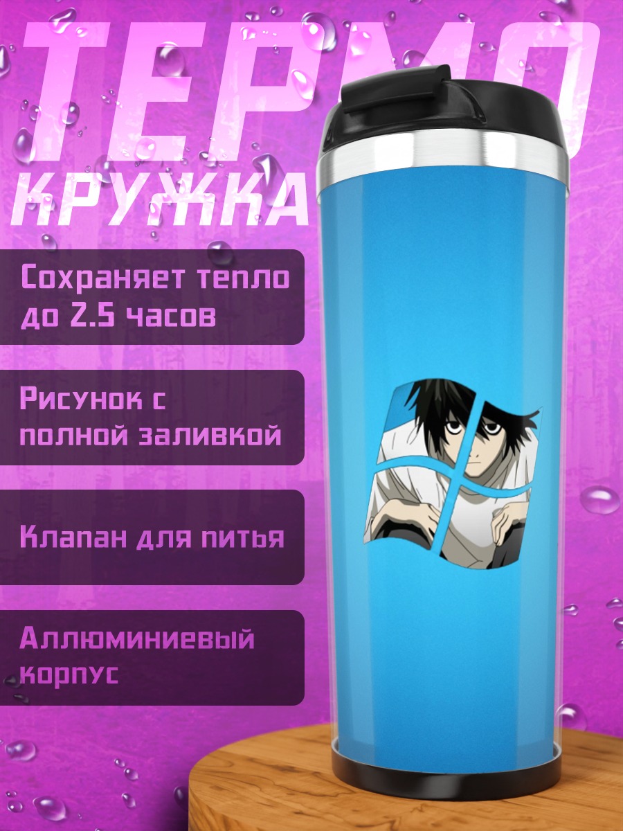 Термокружка Синий фон абстракция