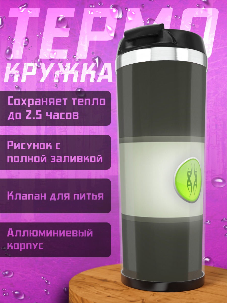 Термокружка Абстрактный зеленый узор