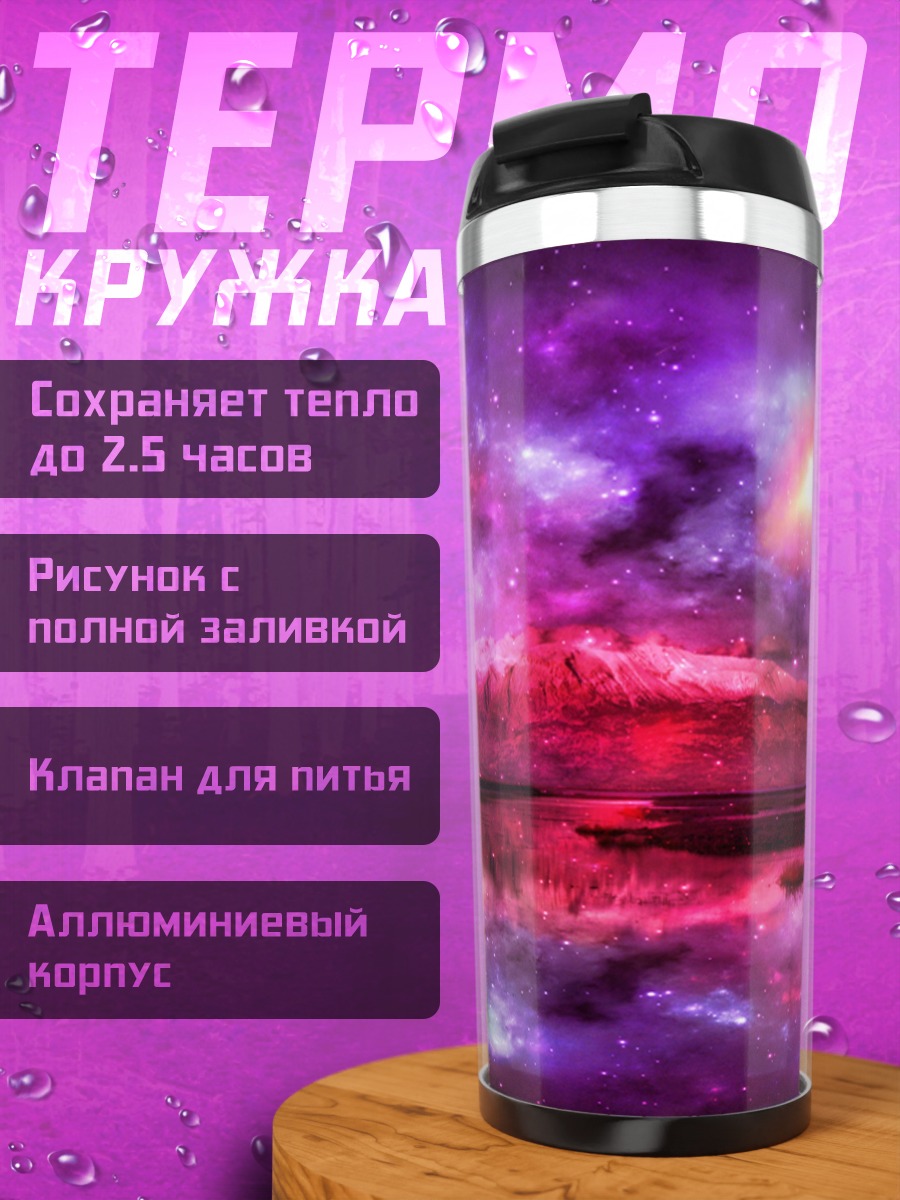 Термокружка космический пейзаж с планетами
