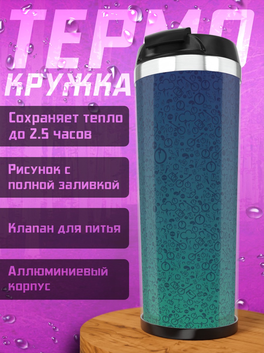 Термокружка Сине-зеленый градиент