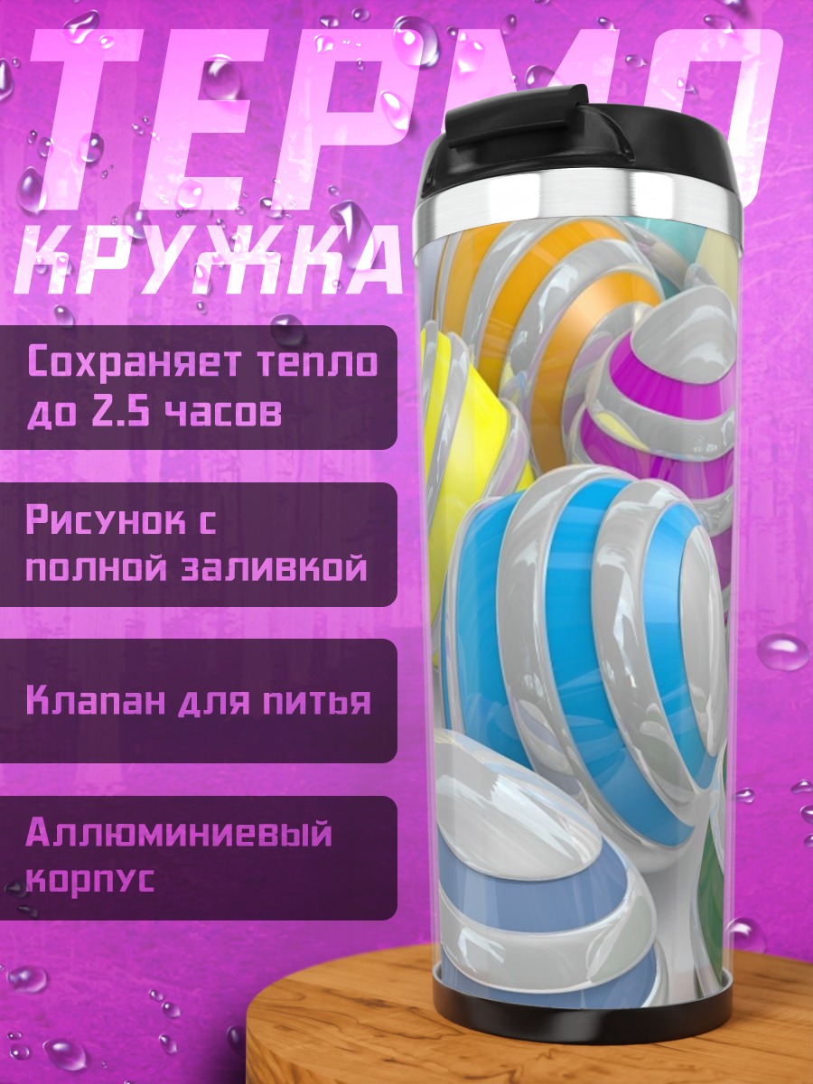 Термокружка разноцветные шары узор