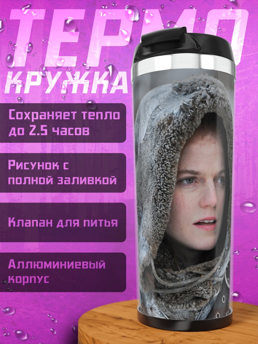 Термокружка девушка в зимней одежде