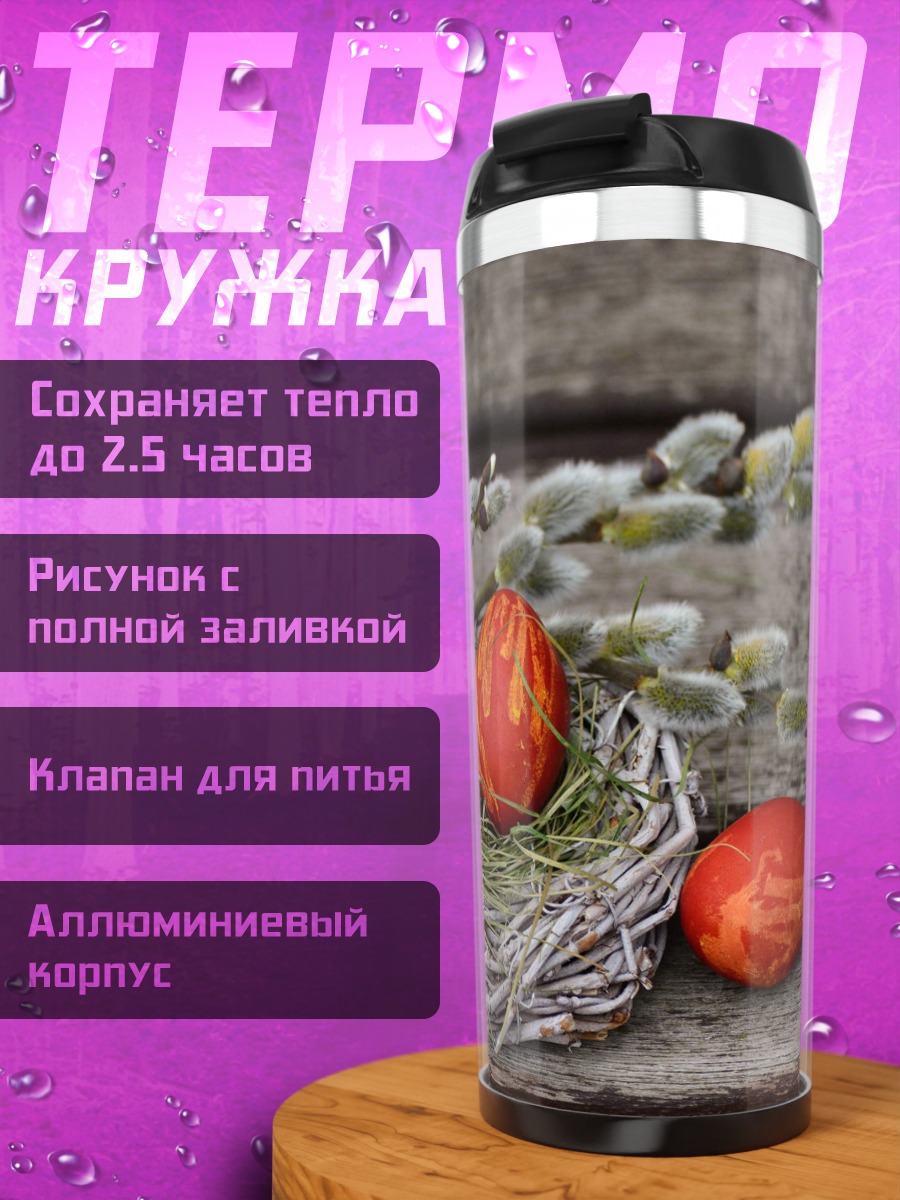Термокружка Пасхальные яйца в гнезде