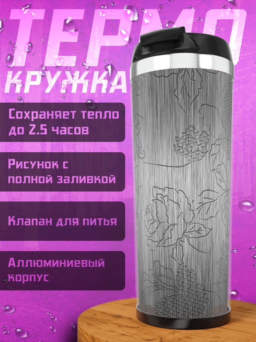 Термокружка Текстура с розами