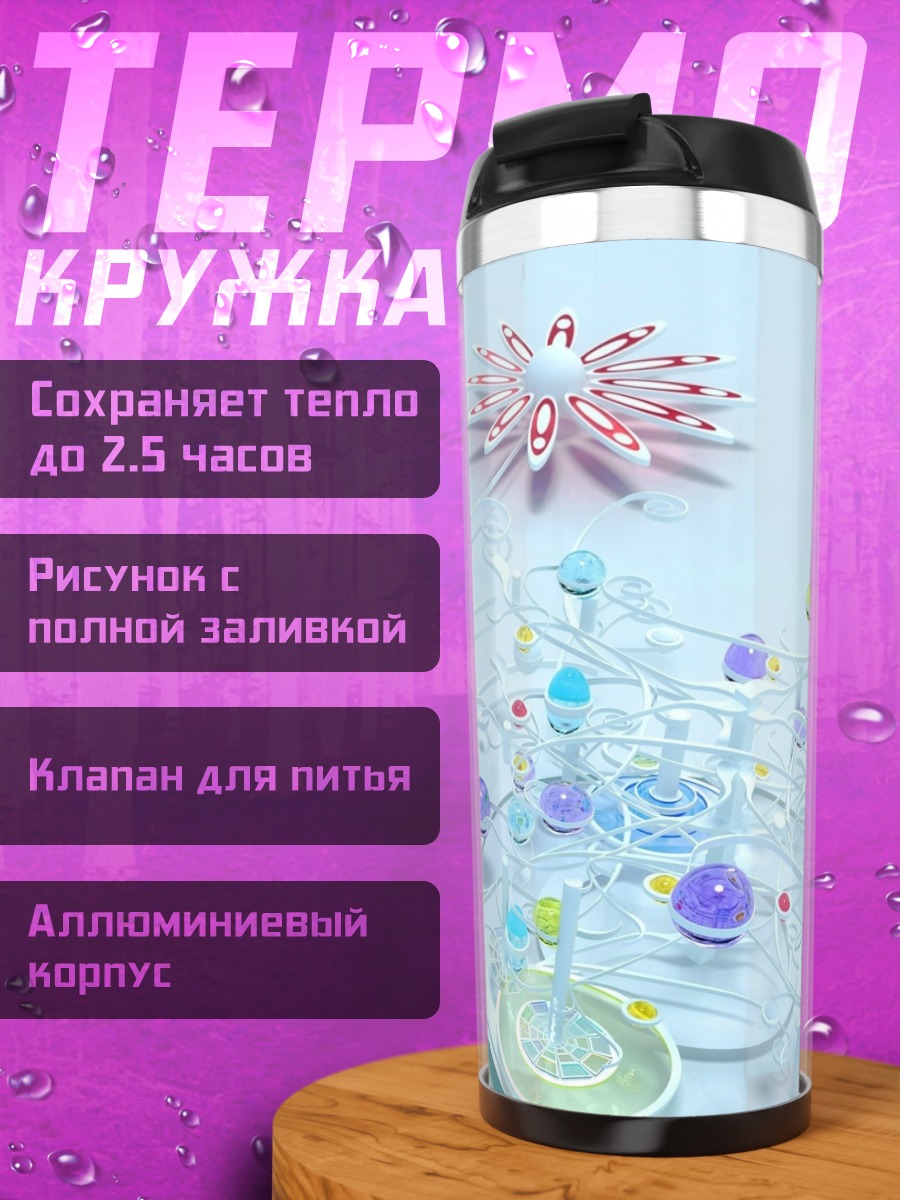 Термокружка абстрактные цветы стекло