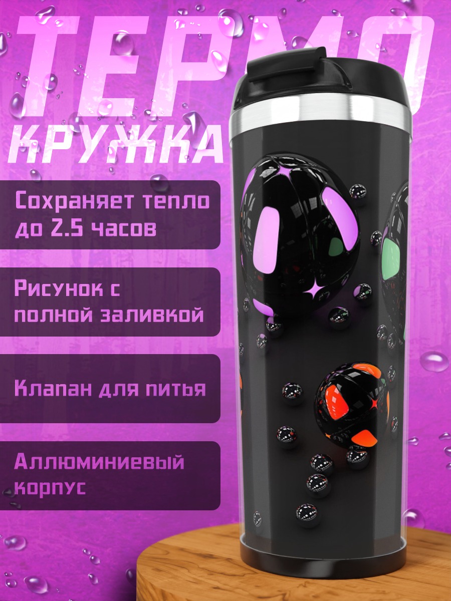 Термокружка Светящиеся сферы узор