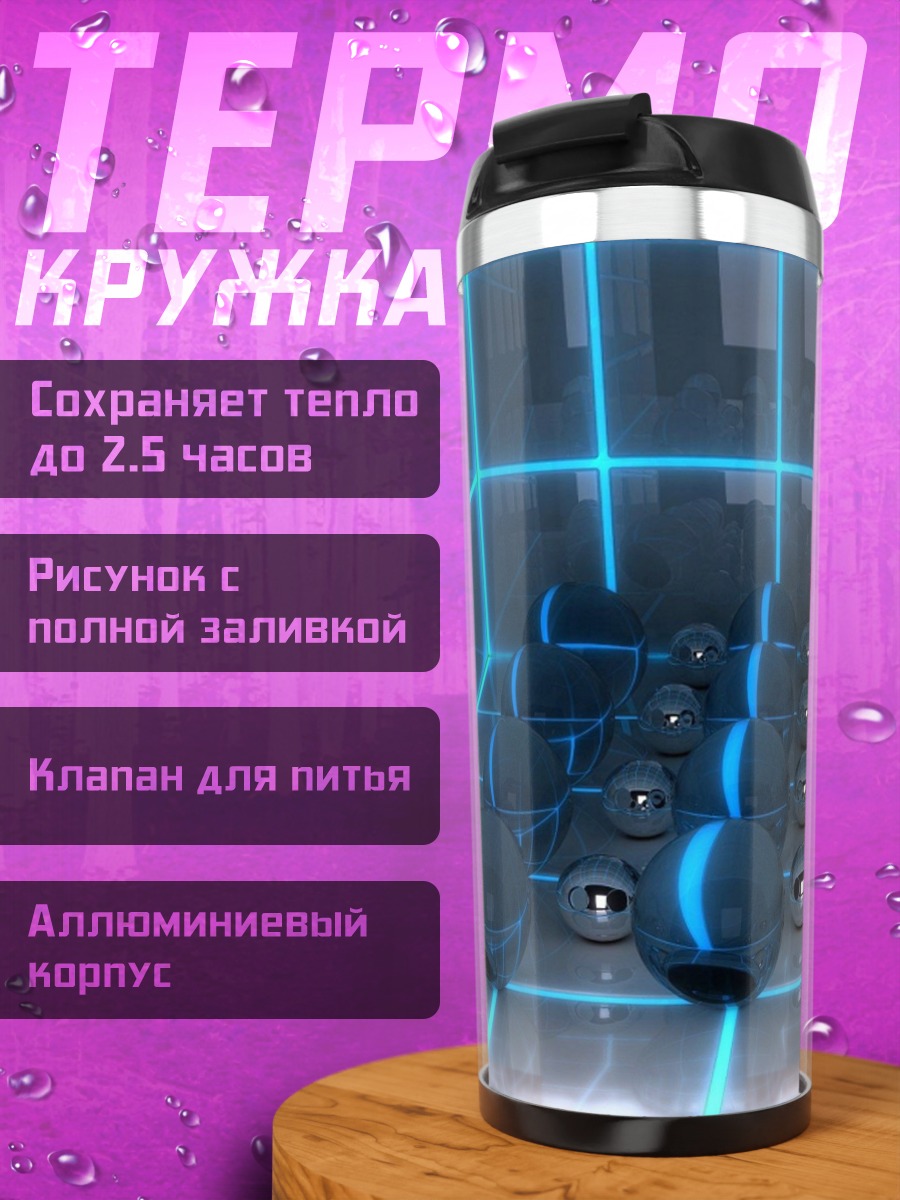 Термокружка Неоновые сферы в сетке