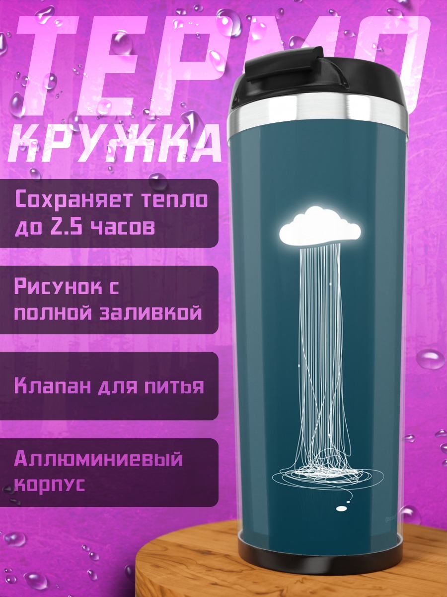 Термокружка светящаяся медуза в воде