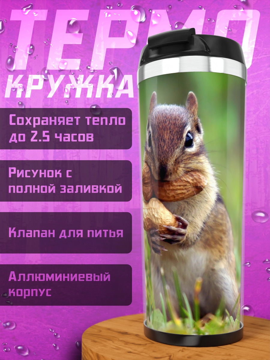 Термокружка бурундук с орехом