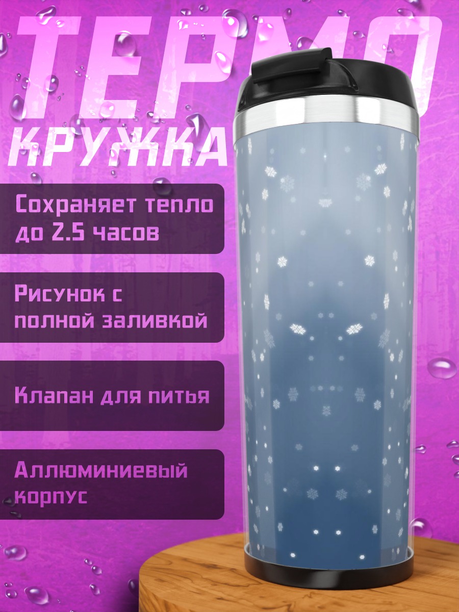 Термокружка Синий абстрактный узор