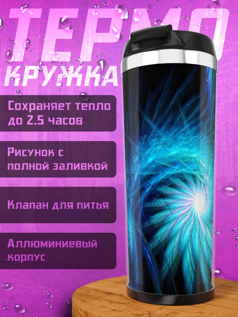 Термокружка Синяя спираль